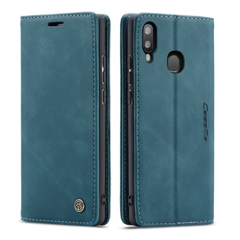 Husa Samsung Galaxy A20e - CaseMe, slim piele, tip portofel, stand, inchidere magnetica, textura catifelata, Albastru inchis Husa Samsung Galaxy A20e - CaseMe, slim piele, tip portofel, stand, inchidere magnetica, textura catifelata, Albastru inchis