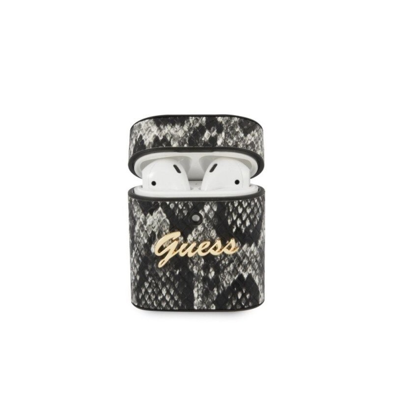 Husa Protectie Originala Guess Compatibila Cu Airpods 1/2 Colectia Python, negru -guaca2pusnsmlbk