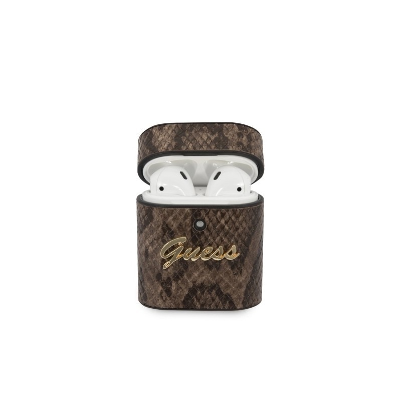 Husa Protectie Originala Guess Compatibila Cu Airpods 1/2 Colectia Python, maro -guaca2pusnsmlbr