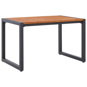 Masa de gradina, vidaXL, Lemn de acacia finisat ulei/Metal, picioare U, 140 x 80 x 75 cm, Maro Masa de gradina, vidaXL, Lemn de acacia finisat ulei/Metal, picioare U, 140 x 80 x 75 cm, Maro