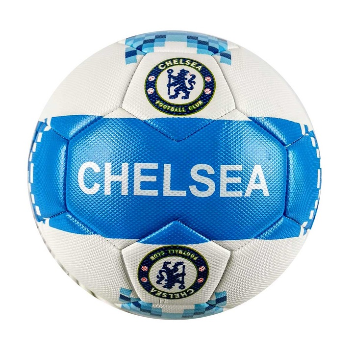 Minge de fotbal ,Atlas, Chelsea, Piele, Alb/Albastru, 23 cm