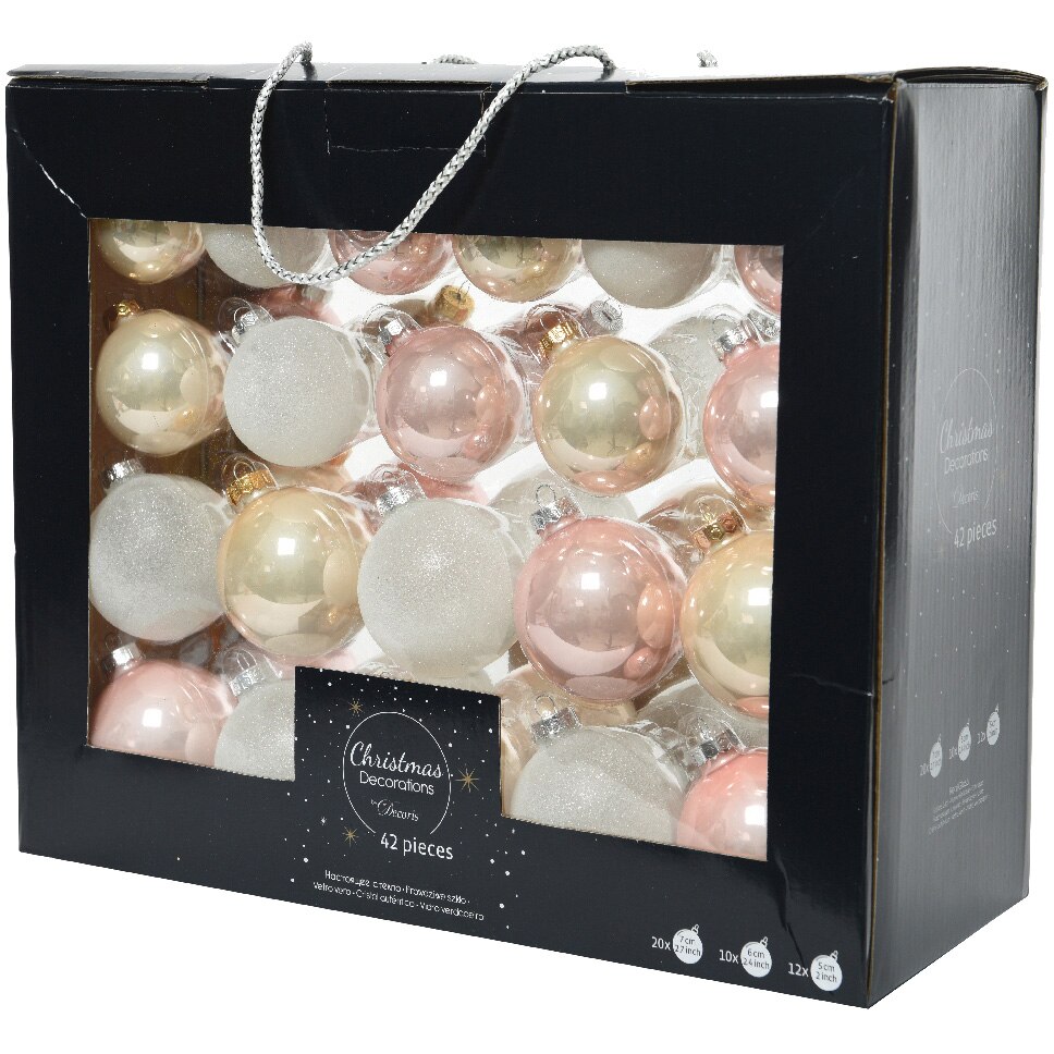 Set 42 globuri Craciun Decoris, sticla, 7 cm, multicolor