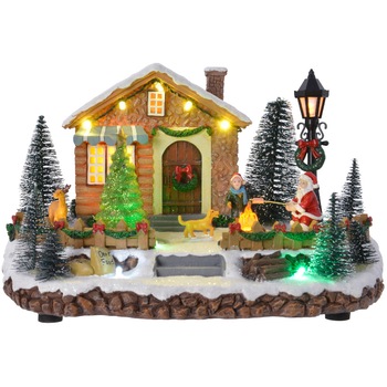 Decoratiune casa Craciun Lumineo, 10 LED-uri, 26x17 cm, muzicala, lumina multicolora, alimentare baterii Decoratiune casa Craciun Lumineo, 10 LED-uri, 26x17 cm, muzicala, lumina multicolora, alimentare baterii