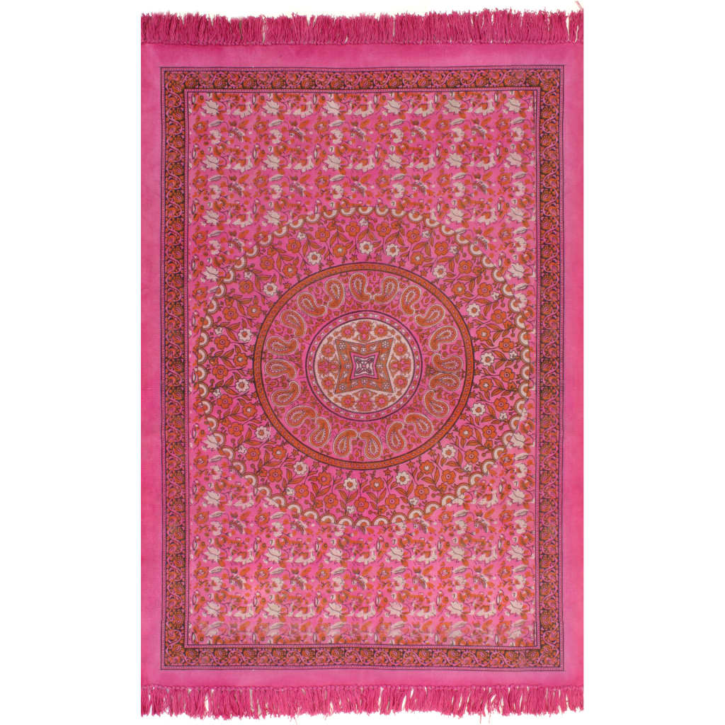 Covor Kilim cu model, vidaXL, Bumbac 100%, 120 x 180 cm, Rosu