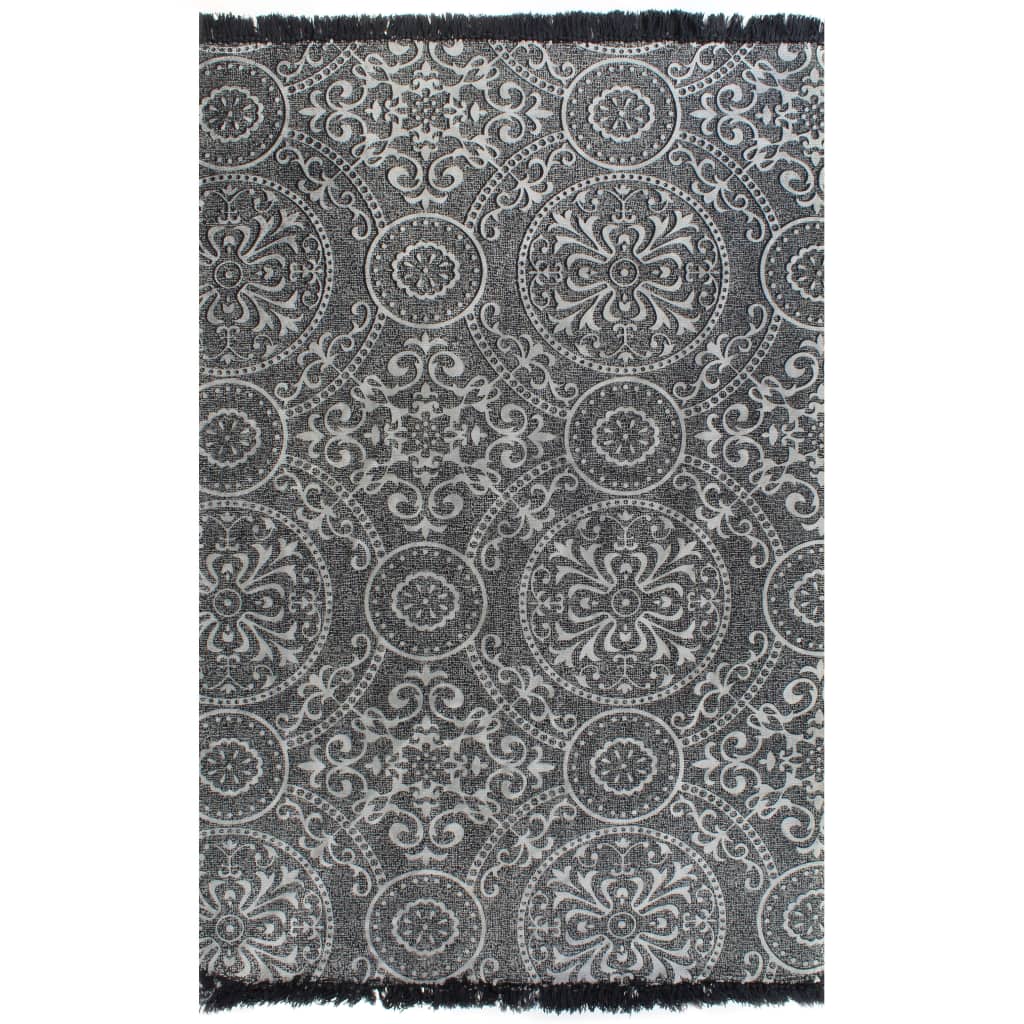 Covor Kilim cu model, vidaXL, Bumbac 100%, 160 x 230 cm, Gri