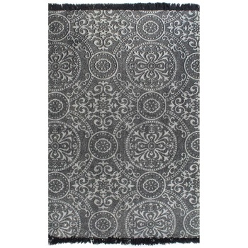 Covor Kilim cu model, vidaXL, Bumbac 100%, 160 x 230 cm, Gri Covor Kilim cu model, vidaXL, Bumbac 100%, 160 x 230 cm, Gri