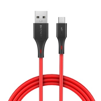 Cablu de date/ Incarcare BlitzWolf BW-MC13, 2A, 1m, USB To Micro USB, Rosu/Negru Cablu de date/ Incarcare BlitzWolf BW-MC13, 2A, 1m, USB To Micro USB, Rosu/Negru