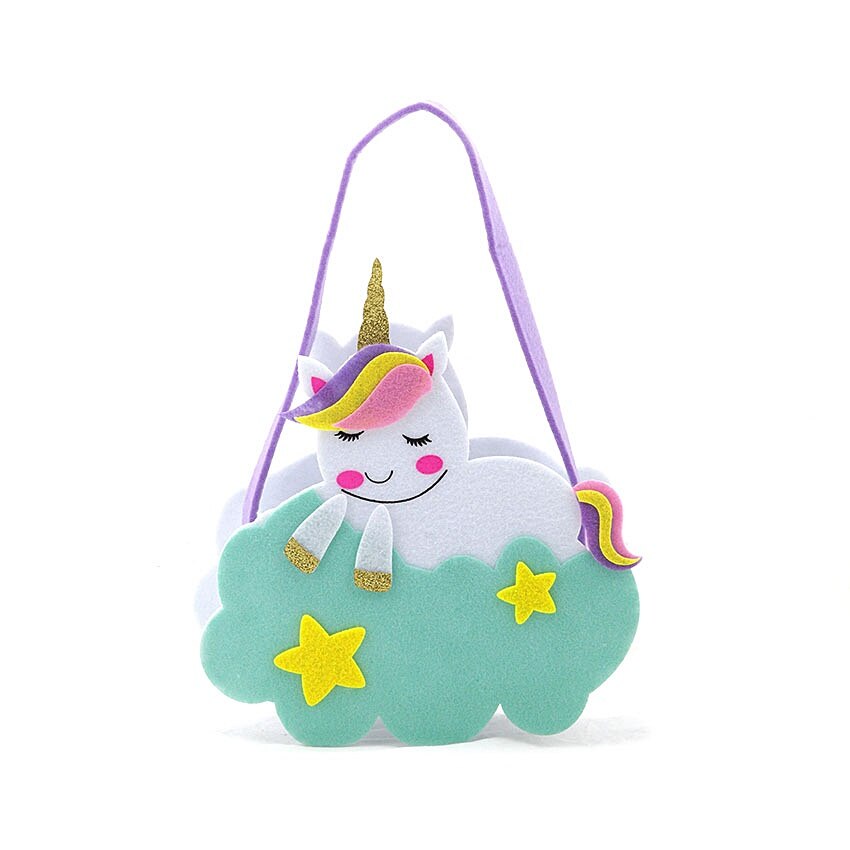 Cosulet din fetru cu model - unicorn pe nor, 18 x 7 x 17 cm