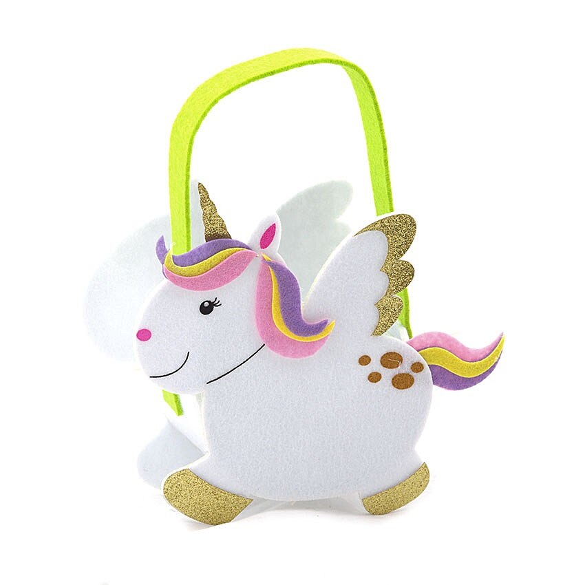 Cosulet din fetru cu model - unicorn cu aripi, 20 x 7 x 16 cm