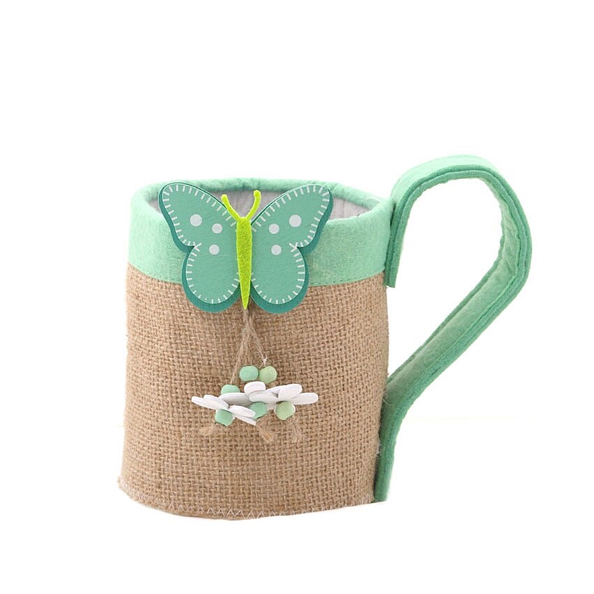 Cosulet din iuta cu model - forma de cana, 19 x 12 x 12.5 cm