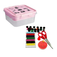 Set cutie de cusut si accesorii de croitorie format din foarfeca, papiote si ace, 26x25x11 cm