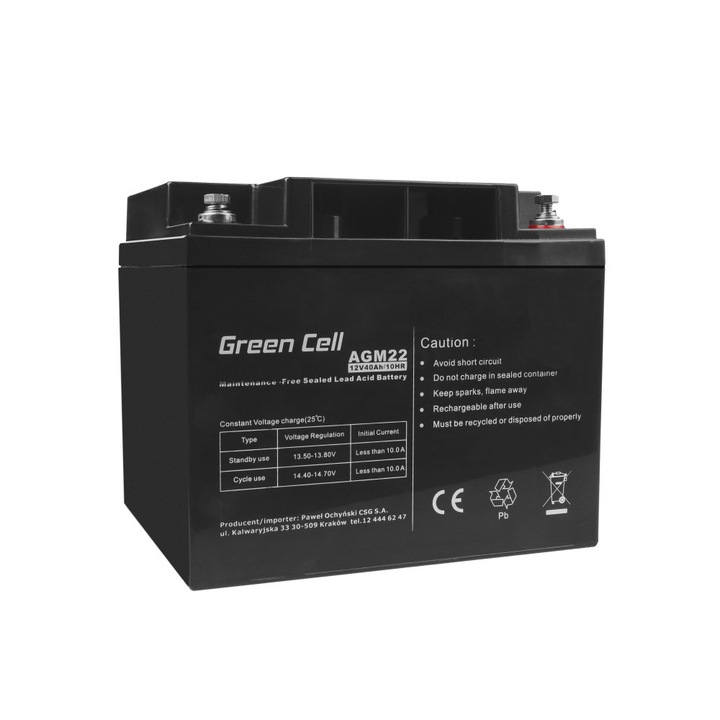Green Cell AGM akkumulátor / akku VRLA 12V 40 Ah