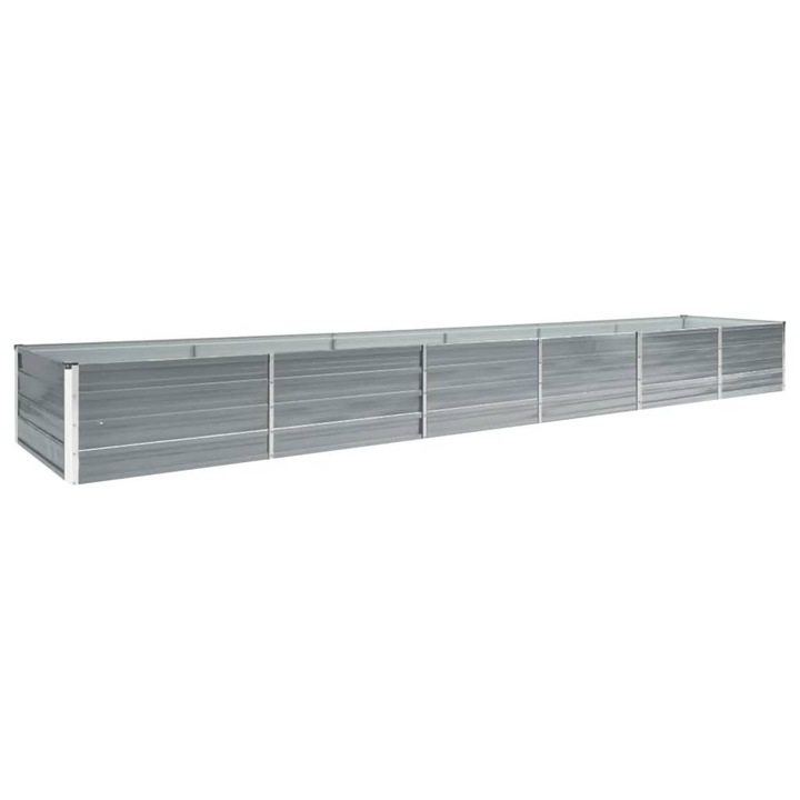 Strat inaltat gradina vidaXL, gri, 480x80x45 cm, otel galvanizat, 14.48 Kg