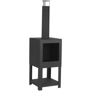 Semineu cu spatiu depozitare lemne, Esschert Design, Otel, 38,4 x 38,4 x 136,3 cm, Negru Semineu cu spatiu depozitare lemne, Esschert Design, Otel, 38,4 x 38,4 x 136,3 cm, Negru