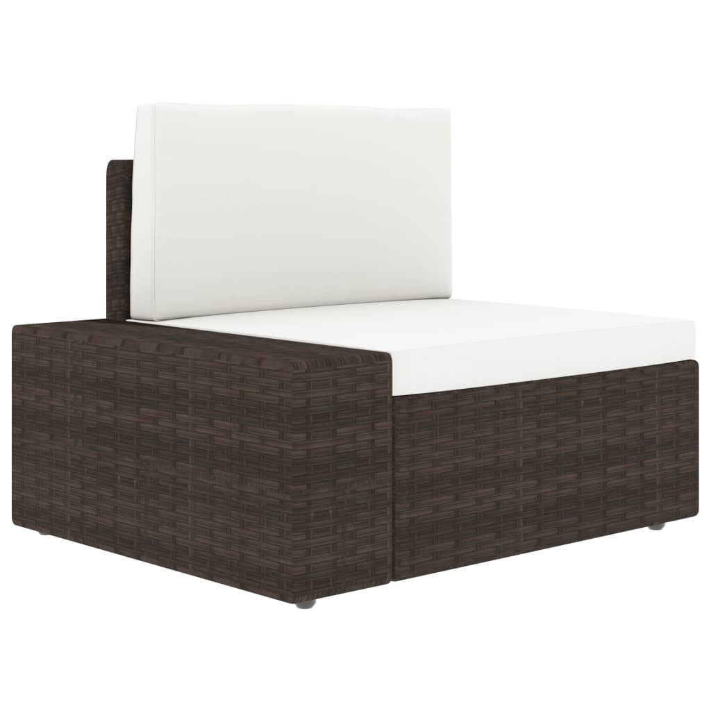 Canapea de colt modulara cu cotiera dreapta cu perne vidaXL, Poliratan, 78.5 x 65.5 x 52 cm, Maro/Crem