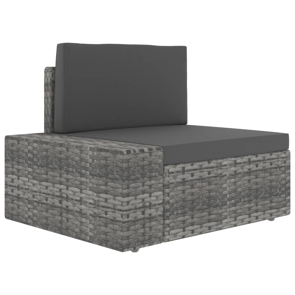 Canapea de colt modulara cu cotiera dreapta cu perne vidaXL, Poliratan, 78.5 x 65.5 x 52 cm, Gri/Antracit