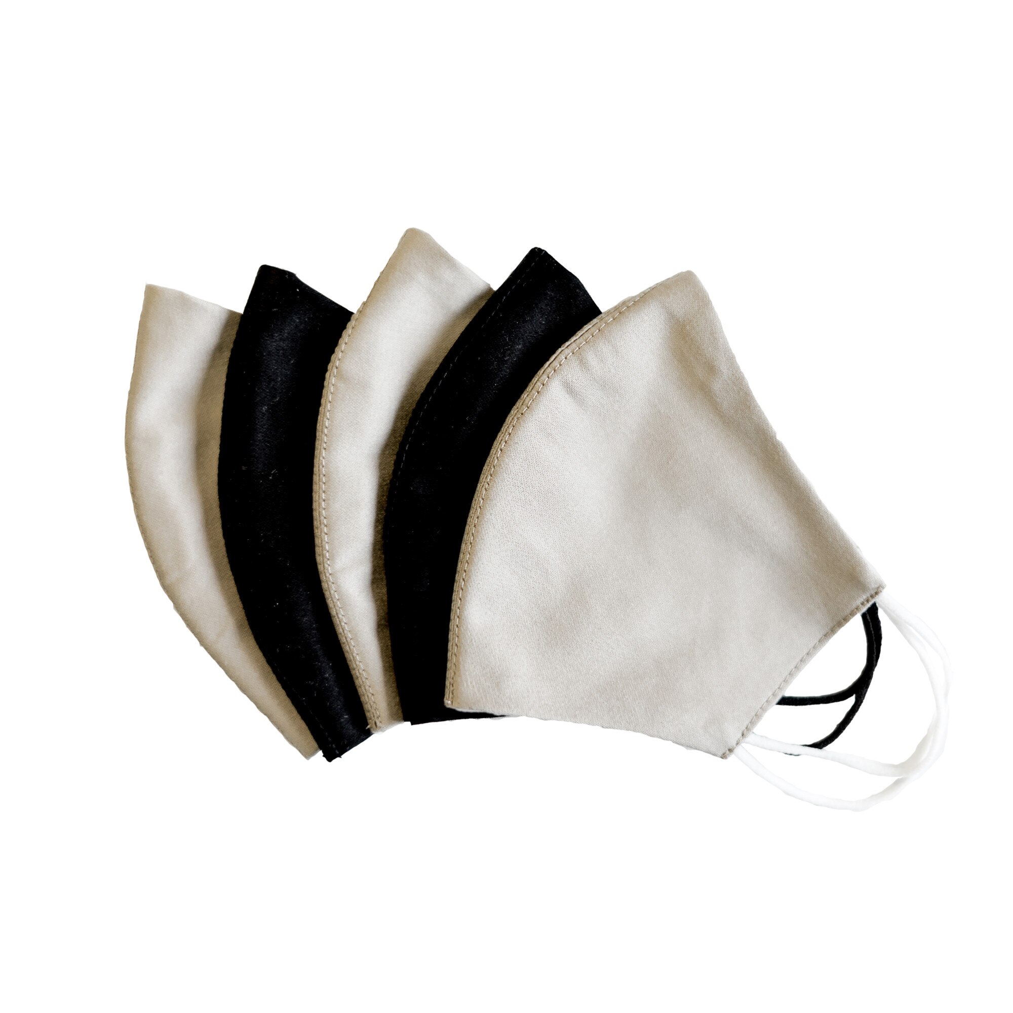 Set 5 masti protectie faciala reutilizabile pentru copii, Emily G, din bumbac, 3 bej, 2 negre