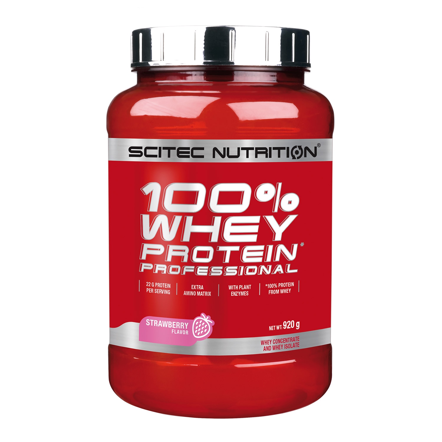 Pudra energizanta Scitec 100% Whey Protein Professional Capsuni 0.920 Kg