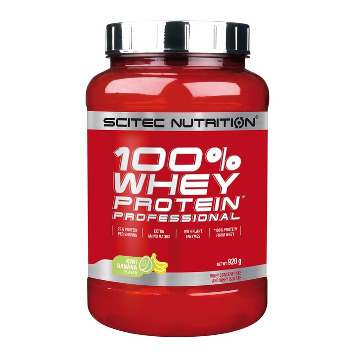 Pudra energizanta Scitec 100% Whey Protein Professional Kiwi-Banane 0.920 Kg