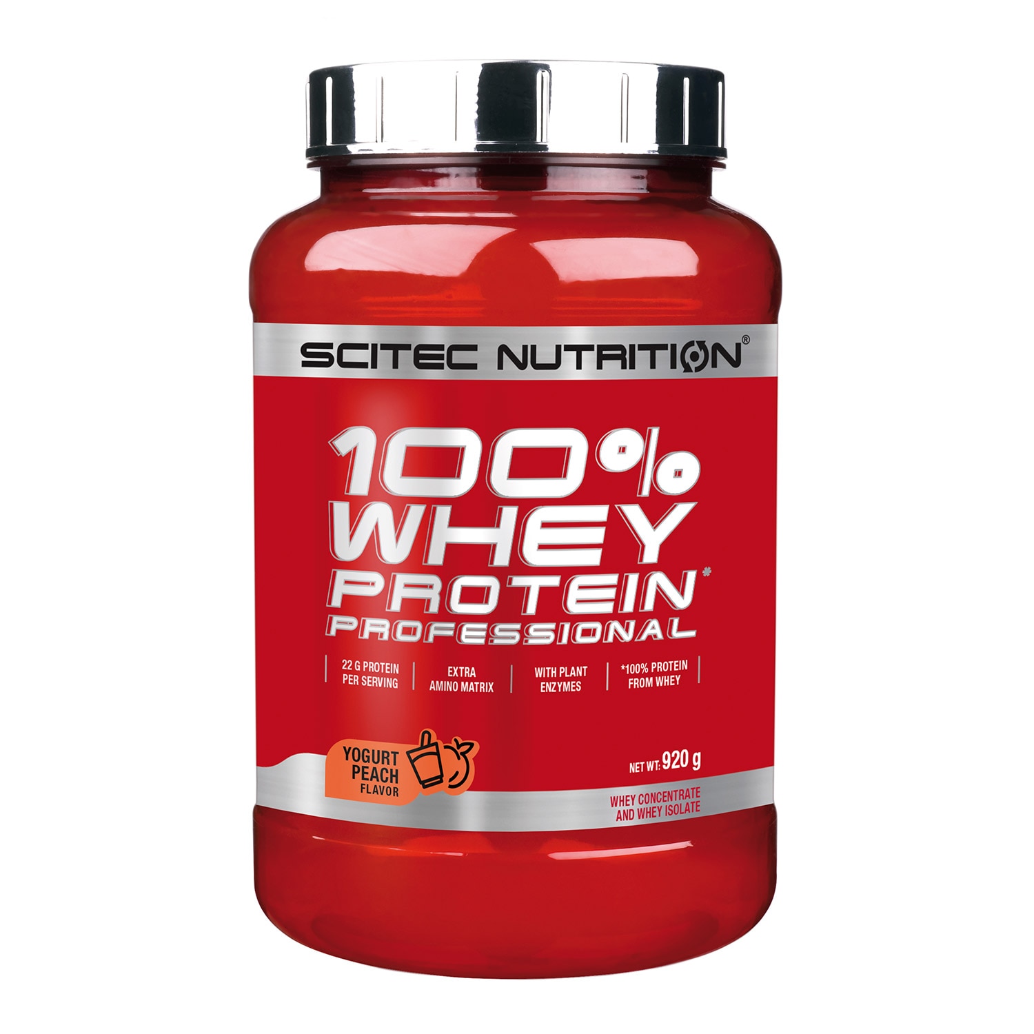 Pudra energizanta Scitec 100% Whey Protein Professional Iaurt De Piersici 0.920 Kg