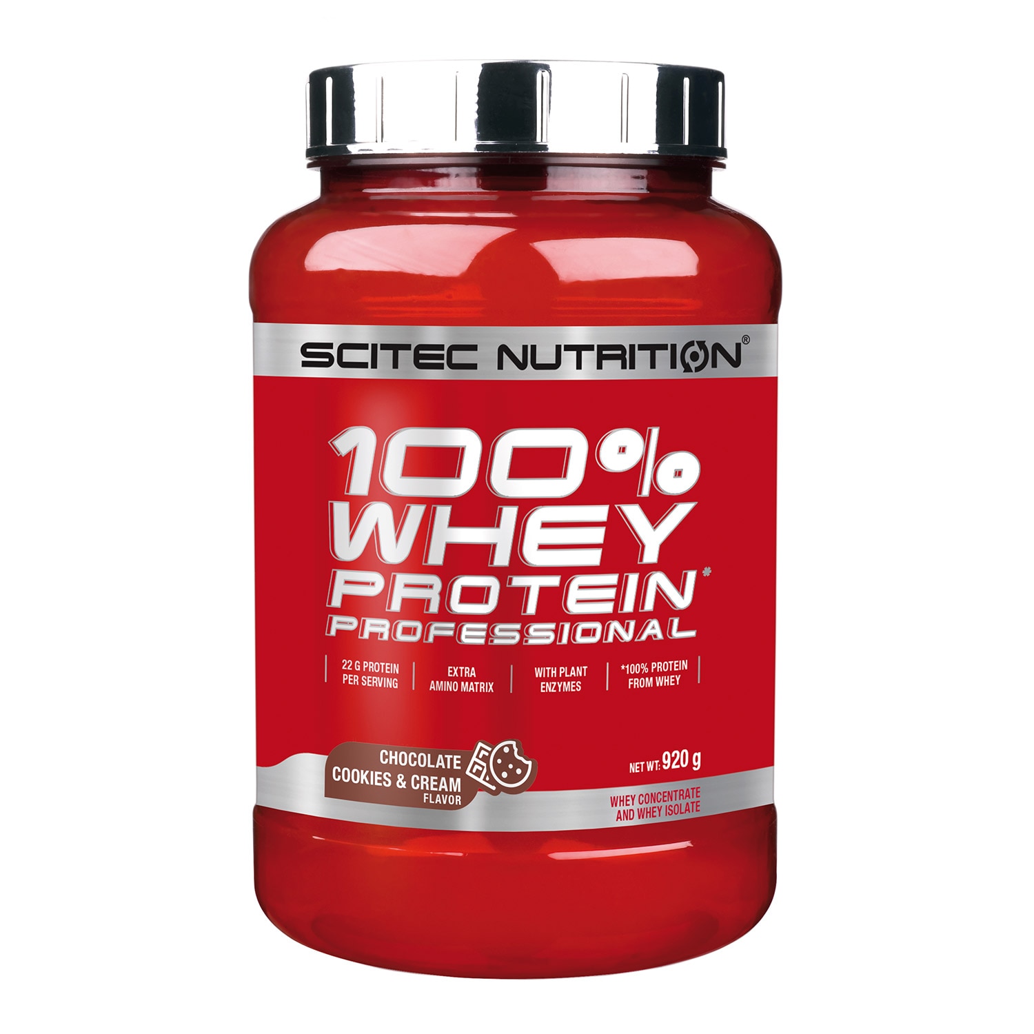 Pudra energizanta Scitec 100% Whey Protein Professional Biscuiti Si Crema Cu Ciocolata 0.920 Kg