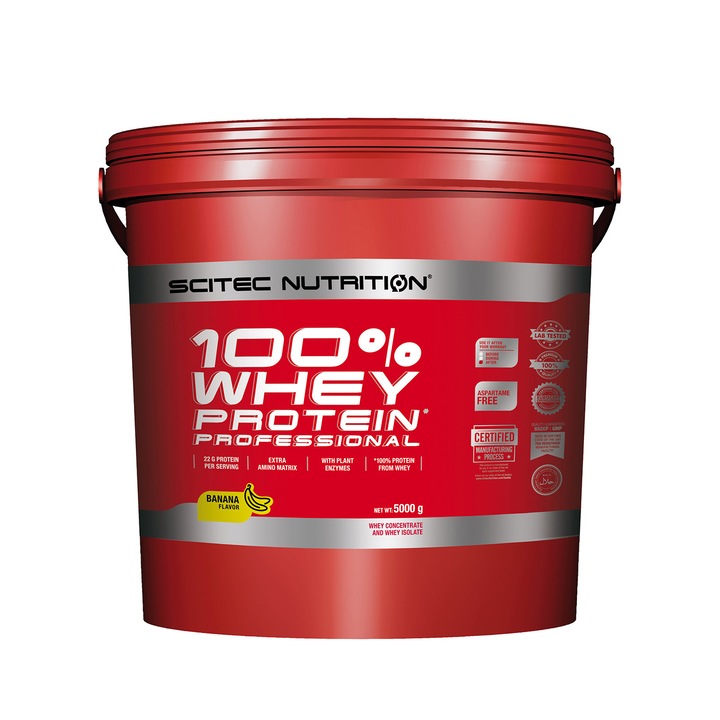 Енергизираща пудра Scitec 100% Whey Protein Professional Banana 5,000 Kg