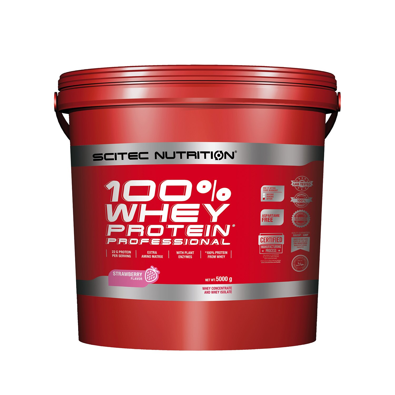 Pudra energizanta Scitec 100% Whey Protein Professional Capsuni 5.000 Kg