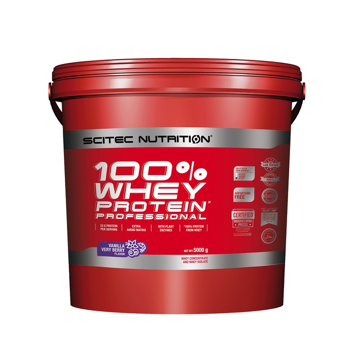 Енергизиращ прах Scitec 100% суроватъчен протеин професионален ванилия и горски плодове 5,000 кг