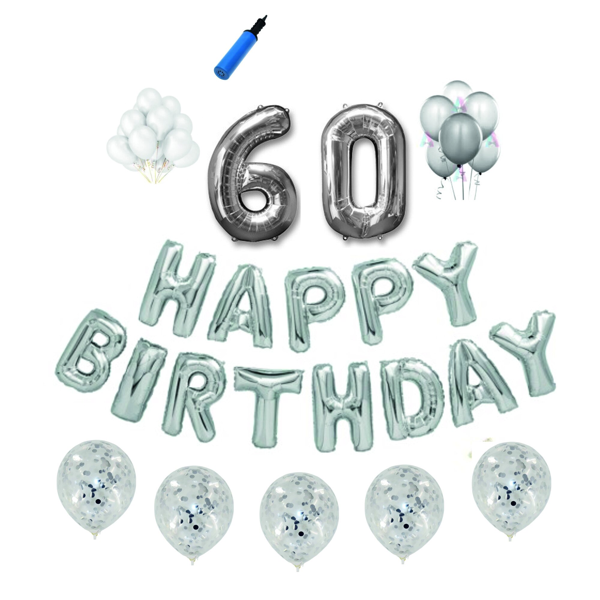 Set Argintiu , Happy Birthday , 60 ani
