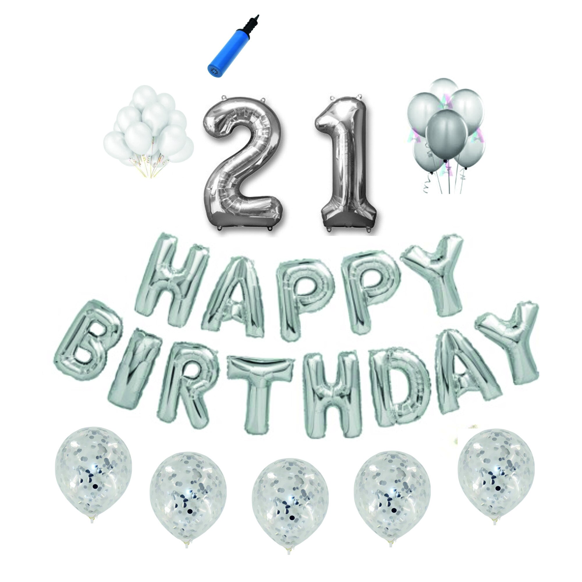 Set Argintiu , Happy Birthday ,21 ani