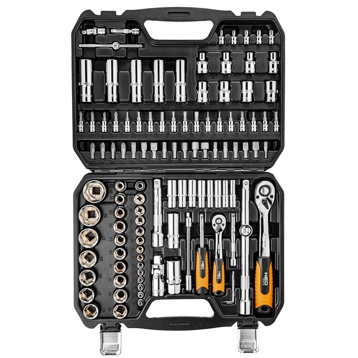 Комплект инструменти 1/2" и 1/4", Neo Tools, 08-910, 111 части, CrV