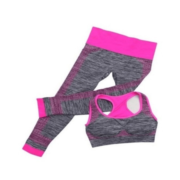 Set costum sport pentru fitness, yoga, universal roz
