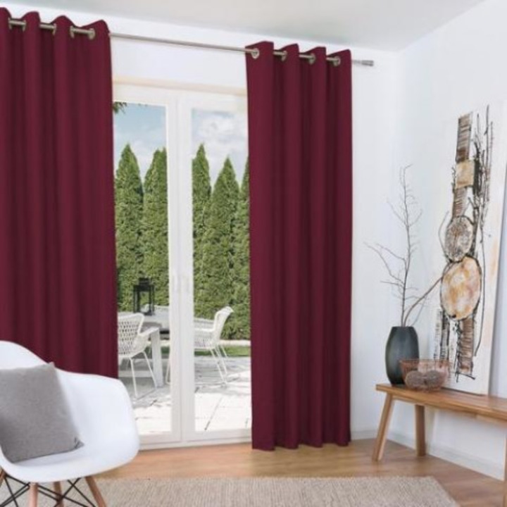 Draperie, Beautissu, Amelie TU, Termica, 2 buc, 140x245cm, Bordeaux, Halki