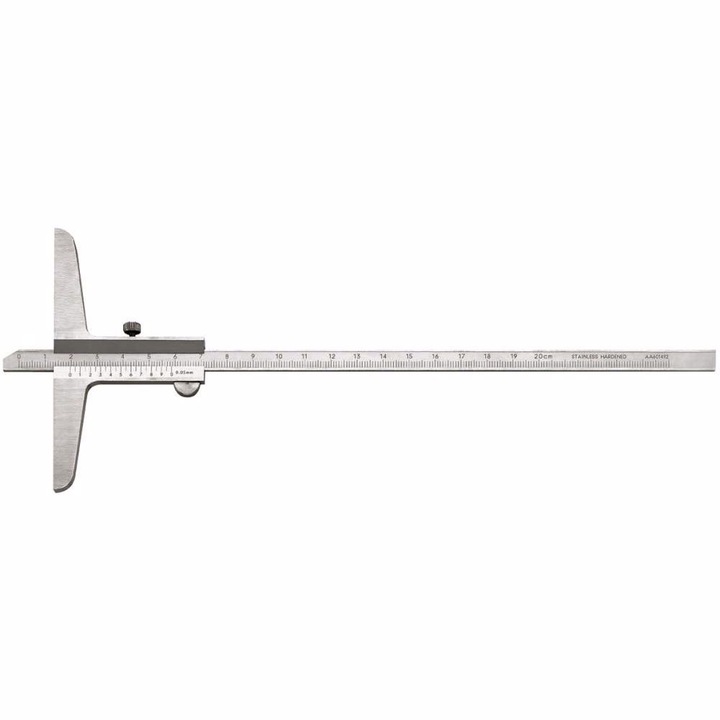 Calibre de adancime mecanic, Fortis, 300 mm, Gri