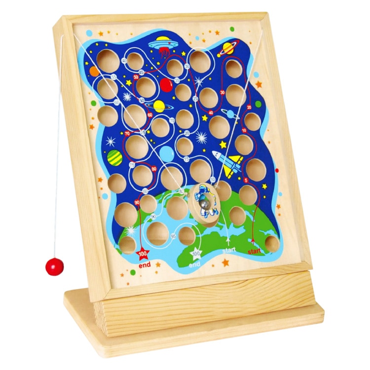 Labirint motric din lemn cu bile, nava spatiala