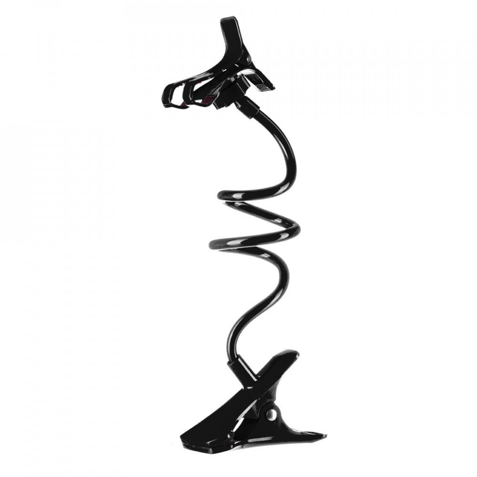 Suport de birou, cu brat flexibil, pentru telefoane, negru, 67 cm