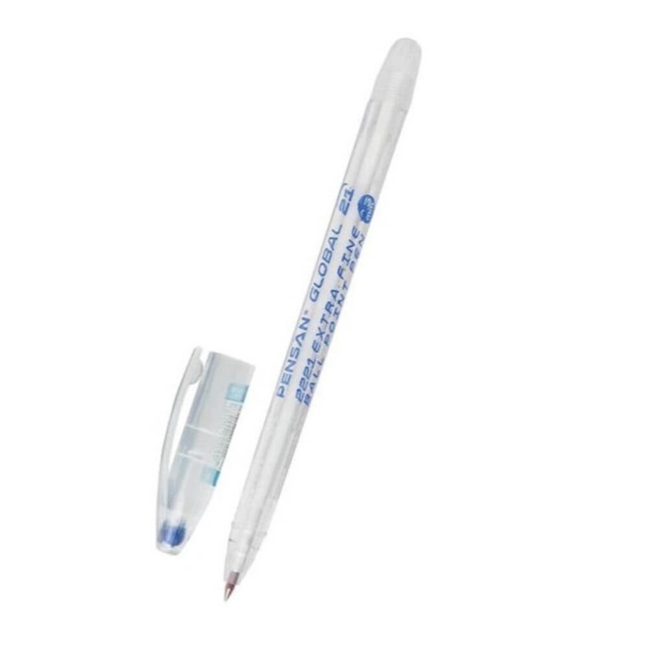 Комплект от 12 писалки PENSAN Global Pens, Blue Lead, Връх 0,5 mm, Пластмасово тяло с капачка