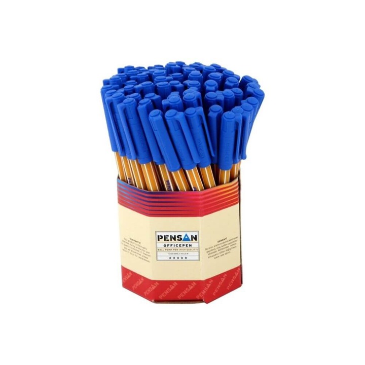 Комплект химикалки PENSAN OFISPEN, връх 1 mm, 60 части, син, пластмасово тяло с капачка