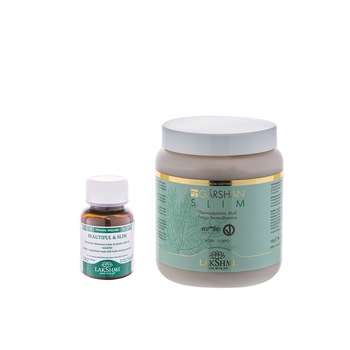 Set 2 produse anticelulitice pentru celulita dura 1000ml si 50gr, Lakshmi, certificare bio-organica, argila si pastile slim Set 2 produse anticelulitice pentru celulita dura 1000ml si 50gr, Lakshmi, certificare bio-organica, argila si pastile slim