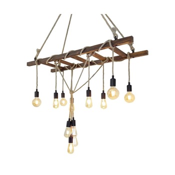 Candelabru rustic,Cojom, Scara, cu 12 becuri, dulie E27, din lemn si franghie Candelabru rustic,Cojom, Scara, cu 12 becuri, dulie E27, din lemn si franghie