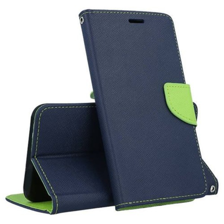 Telefontok Xiaomi Redmi 9A / 9AT - FANCY sötétkék-zöld szilikon keretes könyvtok