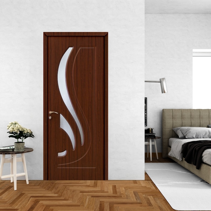 Модерна интериорна дървена врата със стъкло, OP-154 2000/600 Тик