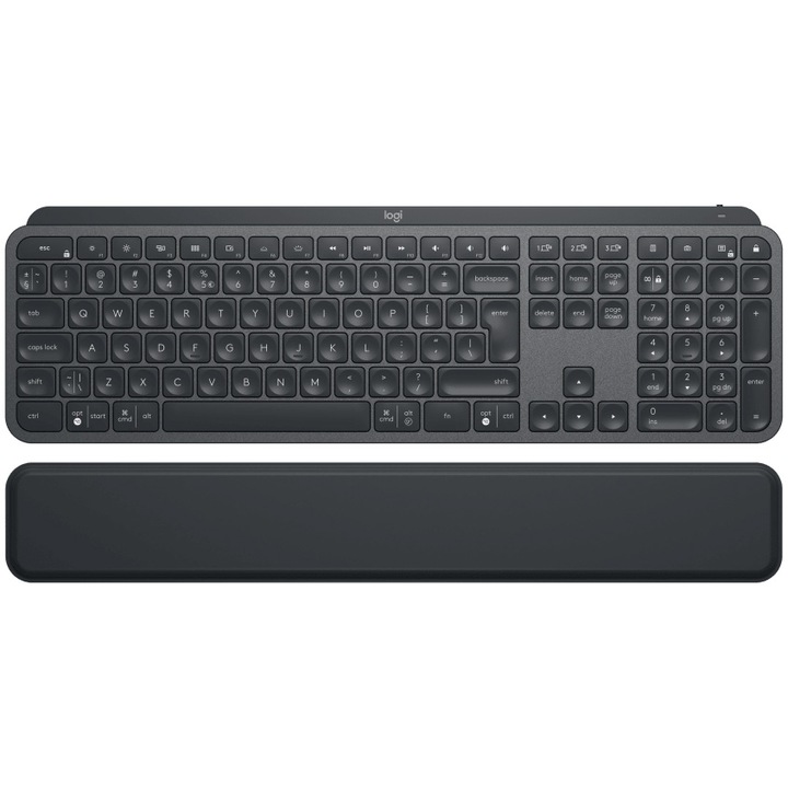 Клавиатура Безжична Logitech MX Keys Plus Advanced, Подсветка, US INTL layout, Graphite