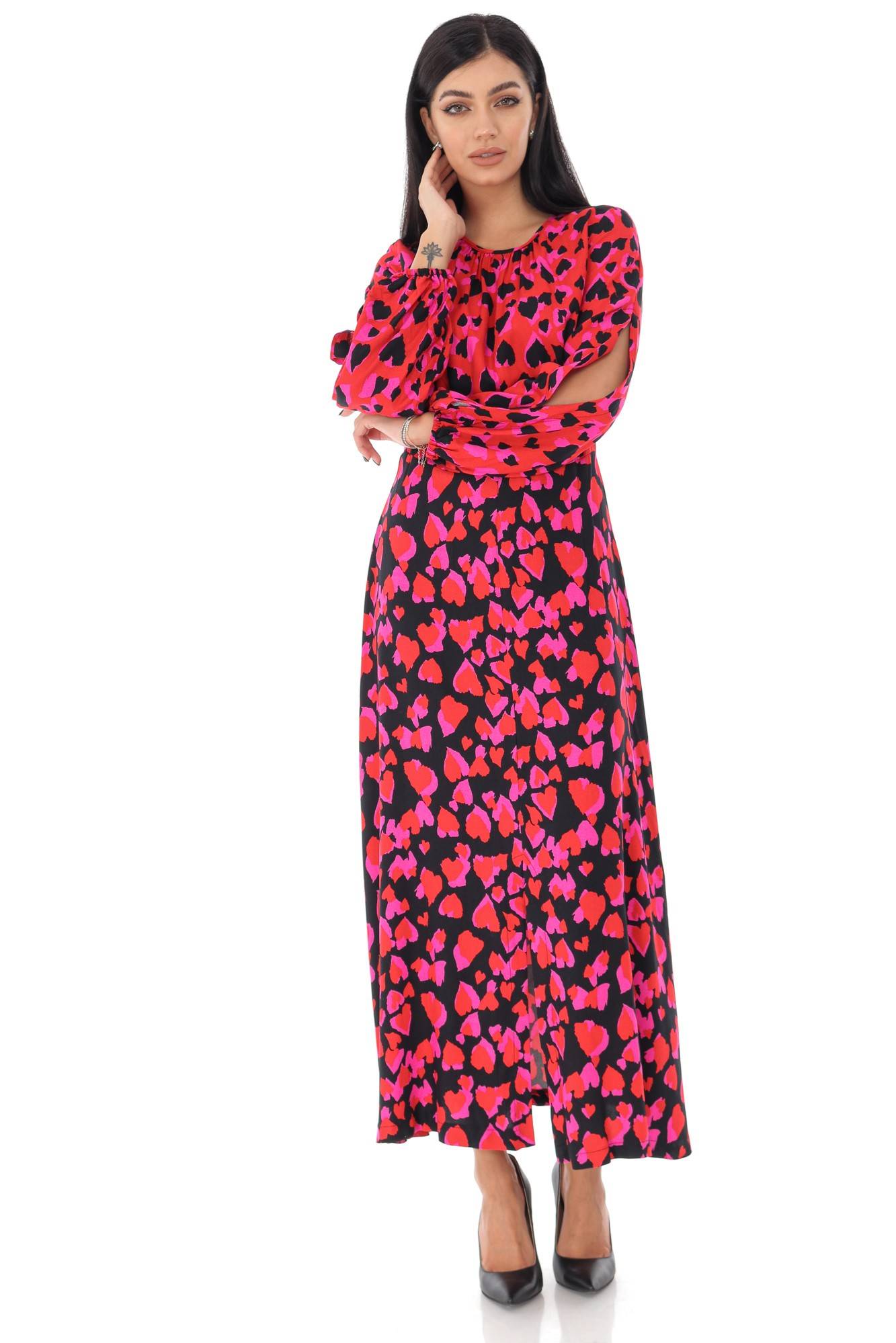 Rochie cu decolteu rotund, ROH - DR4065, Multicolor