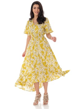 rochie maxi de vara cu imprimeu frunze - dr4156 galben imagen 50_0_
0