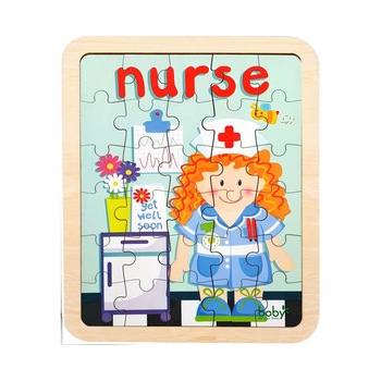 Puzzle incastru cu meserii, Asistenta, din lemn, Unitoys Puzzle incastru cu meserii, Asistenta, din lemn, Unitoys