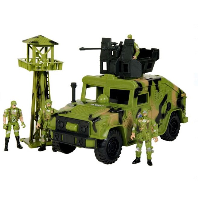 Jeep militar interactiv cu soldati si diverse accesorii, SG, 45x15x24 cm