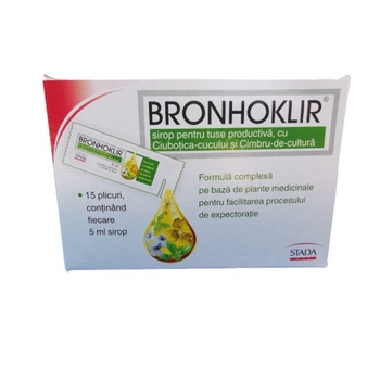 Sirop pentru Tuse Productiva, Bronhoklir, pentru Reglarea si Normalizarea Secretiei de Mucus, 15 plicuri x 5ml sirop Sirop pentru Tuse Productiva, Bronhoklir, pentru Reglarea si Normalizarea Secretiei de Mucus, 15 plicuri x 5ml sirop