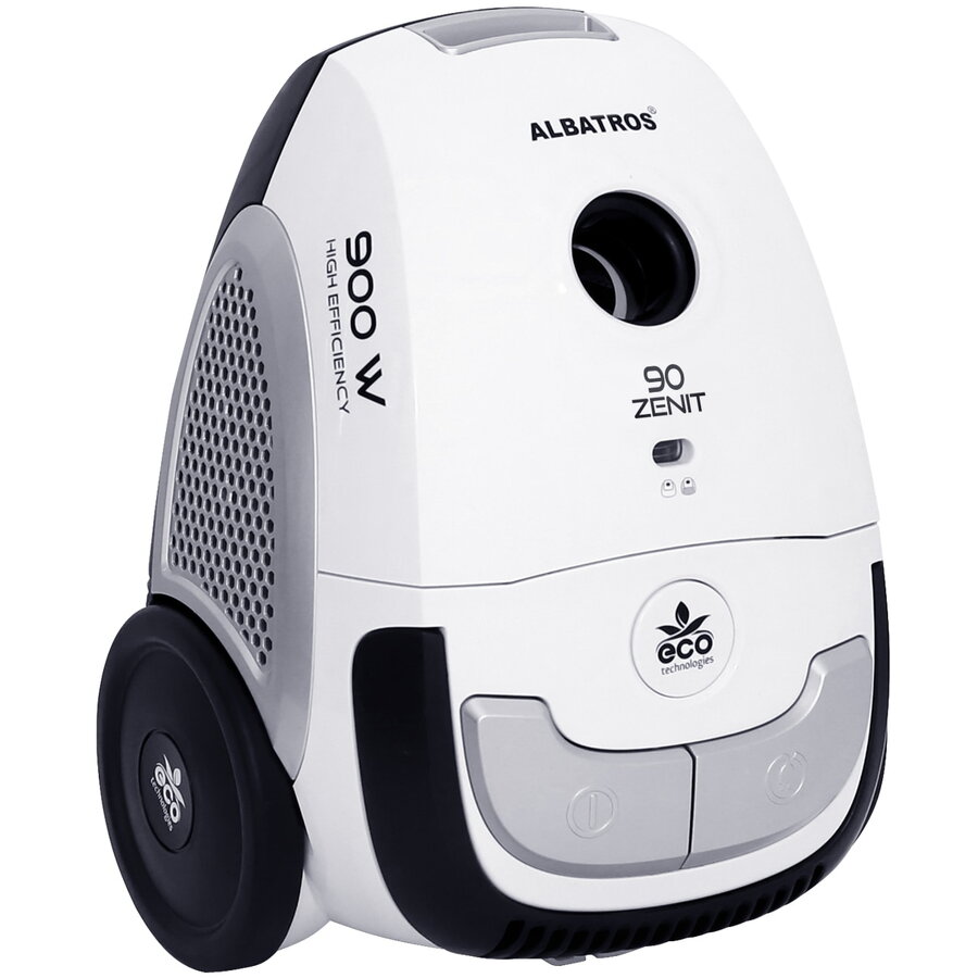 Aspirator cu sac Albatros Zenit 90 Eco, 900 W, Sac textil reutilizabil 2l, Eco type, Alb-Negru