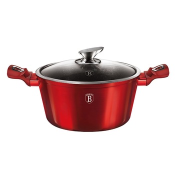 Oala cu capac Berlinger Haus Metallic Line Burgundy, aluminiu forjat, 4.1 L, D 24 cm Oala cu capac Berlinger Haus Metallic Line Burgundy, aluminiu forjat, 4.1 L, D 24 cm